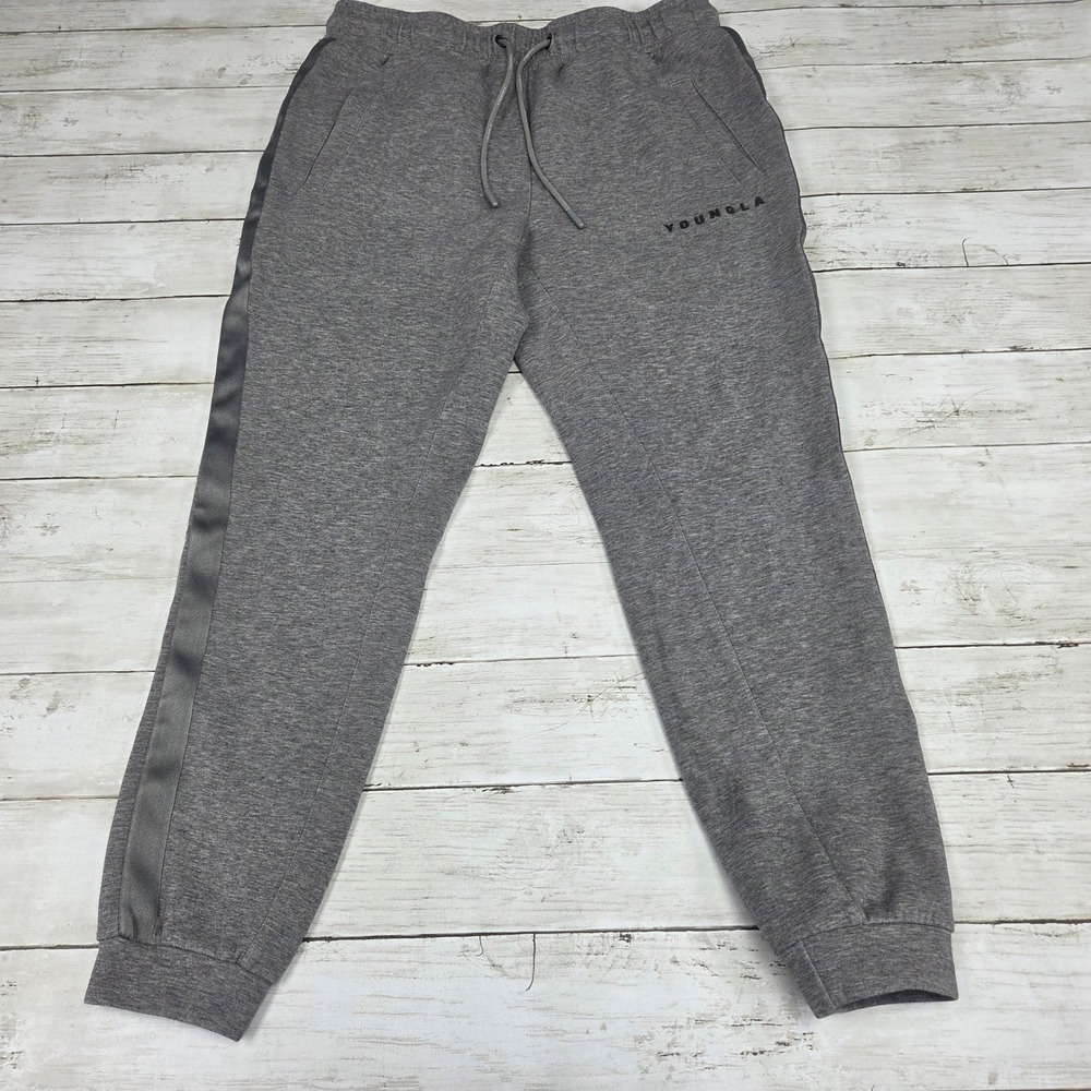 YoungLA 241 Joggers Tonal Stripe Slim Fit Mens Large Gray Sweatpants